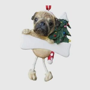 FAWN CHRISTMAS PUG WITH DANGLING FEET!
